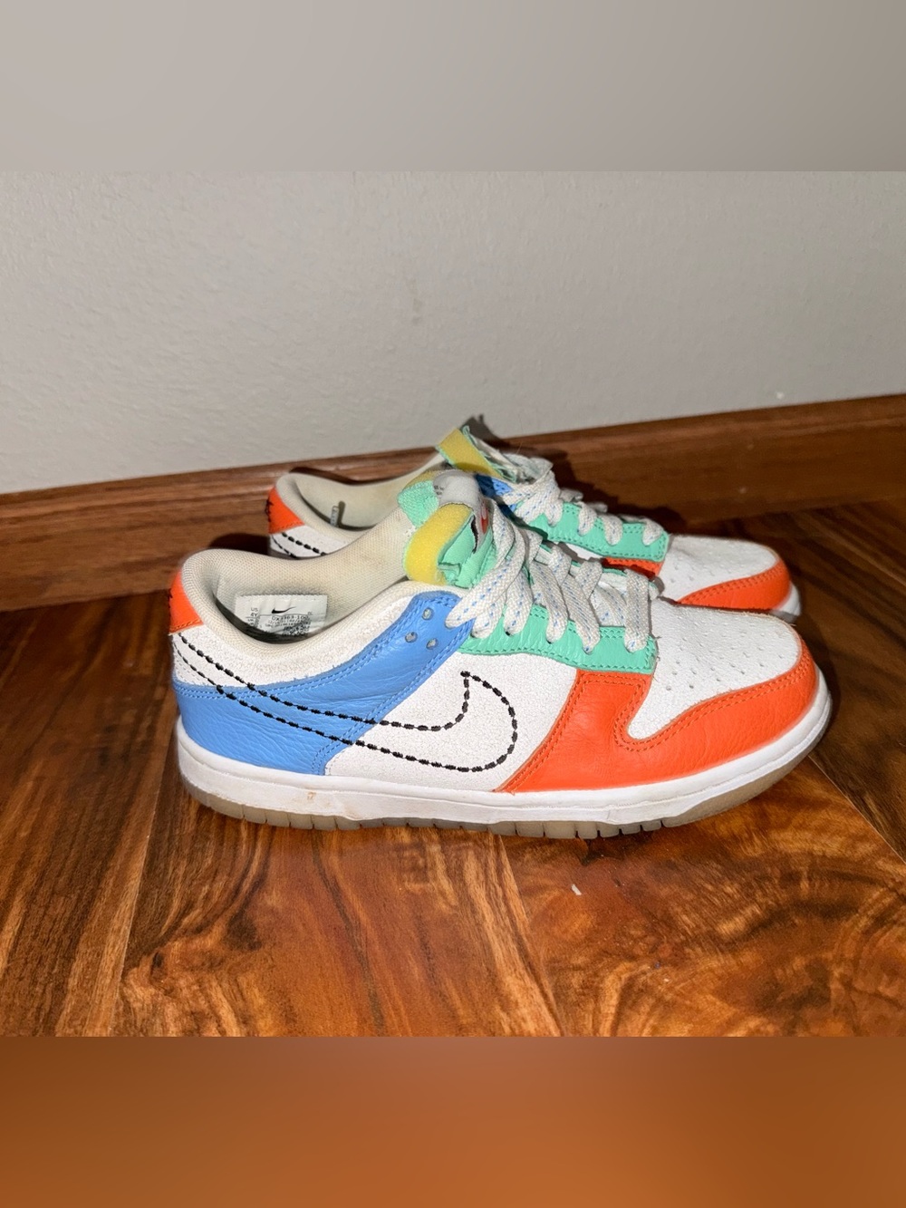 Nike Kids Multicolor Low-Top Sneakers - White, Orange, Blue, Mint, Yellow